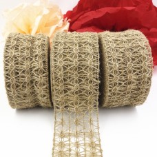 2.5inch Natural Color Weave Mesh Patern Jute Burlap Ribbon For vintage rustic wedding and Wreaths Ribbon 10Meter/Roll