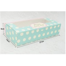 Window cardboard box for cake packaging,paper cake Biscuit packaging box with pvc window, light blue paper gift box
